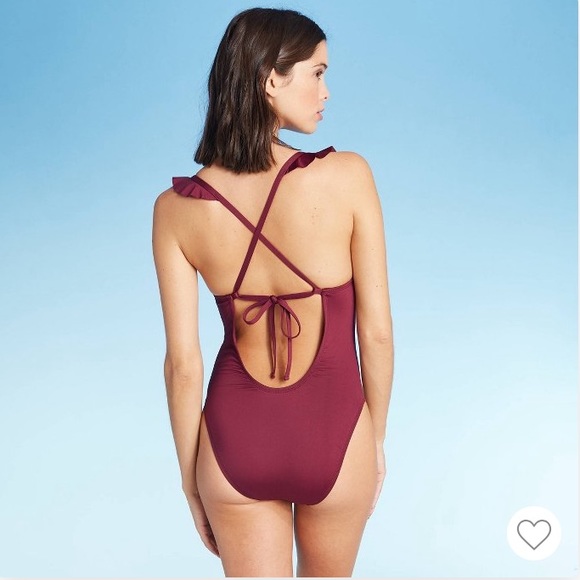 NWT Shade & Shore Plum One Piece Bathing Suit M - Picture 2 of 8
